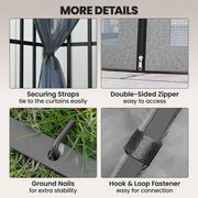 3x3m Garden Gazebo with Mesh Netting for Shaded Outdoor Entertaining, Light Grey Outsunny