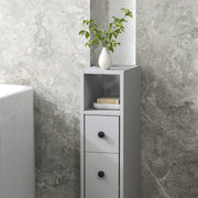 Grey Slimline Bathroom Storage Cabinet with Shelves and Cupboard by kleankin
