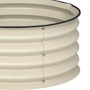 Set of 2 Metal Raised Garden Beds With Safety Edging For Vegetables and Flowers Cream White AOSOM