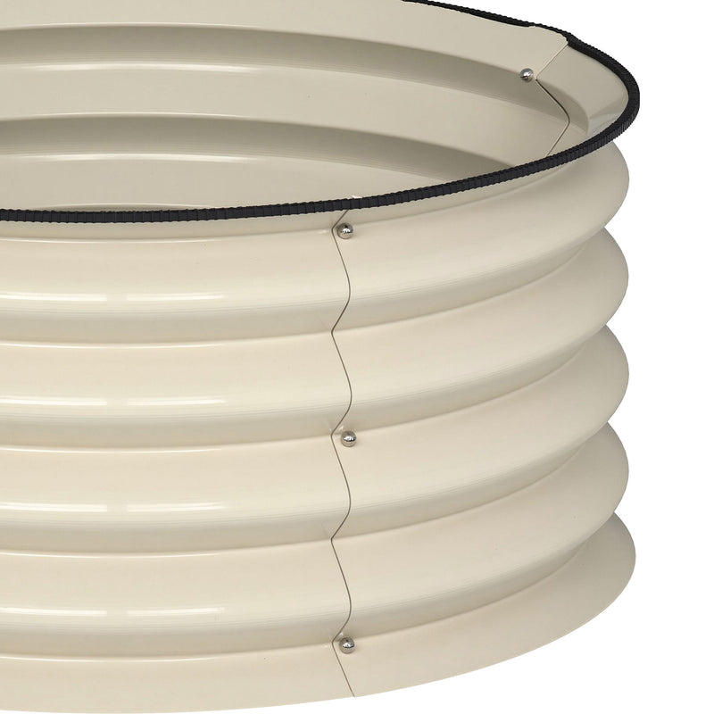 Set of 2 Metal Raised Garden Beds With Safety Edging For Vegetables and Flowers Cream White AOSOM