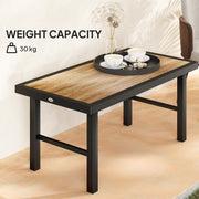 Metal Rectangular Garden Coffee Table with Woodgrain SPC Tabletop for Outdoors 100cm Brown by Outsunny