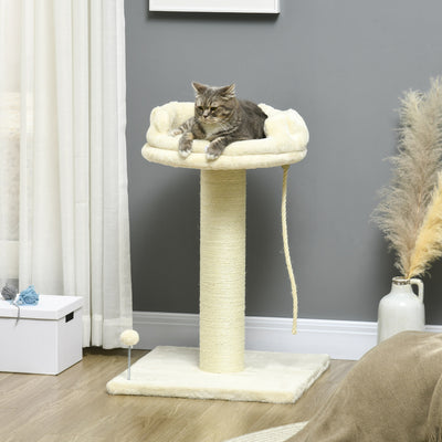 Cat Tree Tower with Sisal Scratching Post and Rest Platforms for Indoor Cats Cream