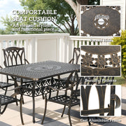 Seven Piece Cast Aluminium Garden Dining Set in Bronze Tone by Outsunny