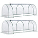 Set of 2 Clear Tunnel Greenhouses with Roll-up Door Steel Frame and Plastic Cover by Outsunny