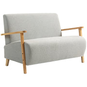 Light Grey 2 Seater Sofa Settee with Soft Sherpa Fleece Fabric Upholstered