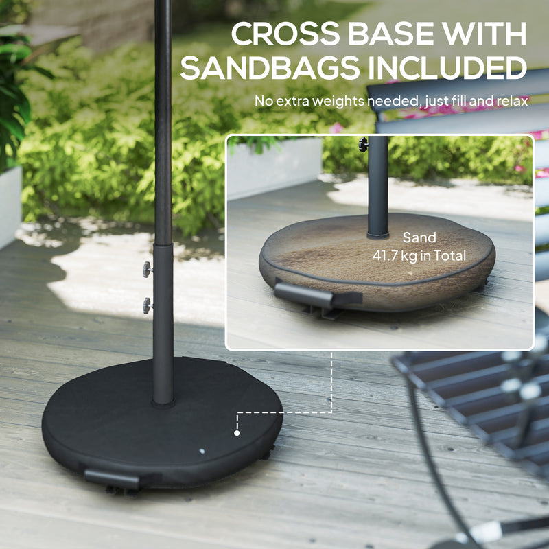 Garden Parasol with Adjustable UPF30+ Shade and Stable Base for Outdoor Sun Protection Khaki