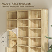 Tall CD Storage Cabinet with Adjustable Shelves for Home or Office Use Oak Tone