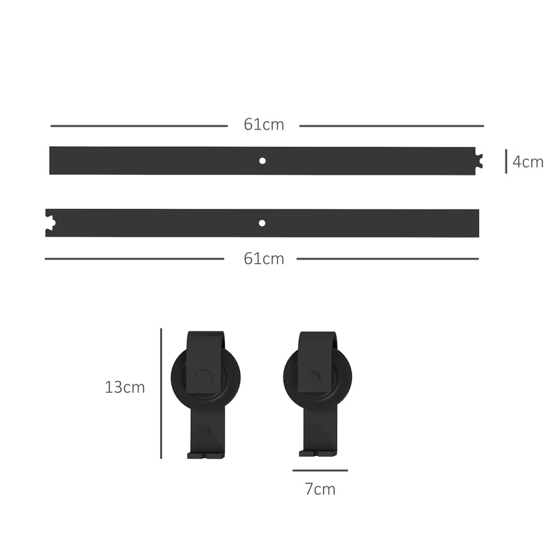Sliding Door Track Kit for Folding Doors Space Saving and Quiet Operation Black AOSOM
