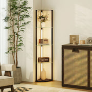 LED Floor Lamp With Shelves And Foot Switch For Living Room Or Bedroom, Black