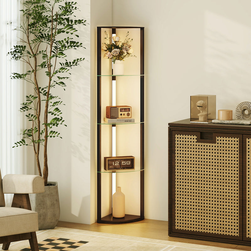 LED Floor Lamp With Shelves And Foot Switch For Living Room Or Bedroom, Black