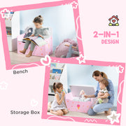 5 Piece Kids Princess Bedroom Furniture Set With Bed Storage and Dressing Table Pink AOSOM
