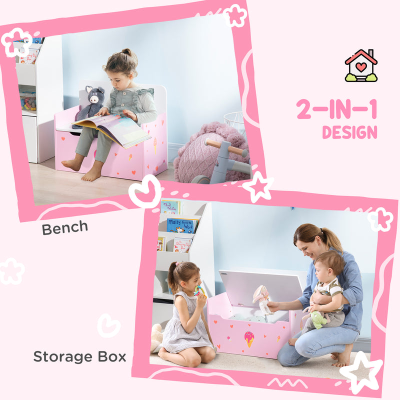 5 Piece Kids Princess Bedroom Furniture Set With Bed Storage and Dressing Table Pink AOSOM