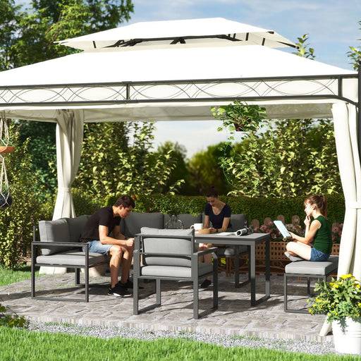 Grey 6 Piece L Shaped Rattan Garden Furniture Set with 3 Loveseats