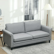 Grey 3 Seater Upholstered Sofa with Spring Cushion and Rubber Wood Legs by HOMCOM