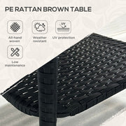 Black Rattan Two Tier Square Coffee Table for Garden or Patio by Outsunny