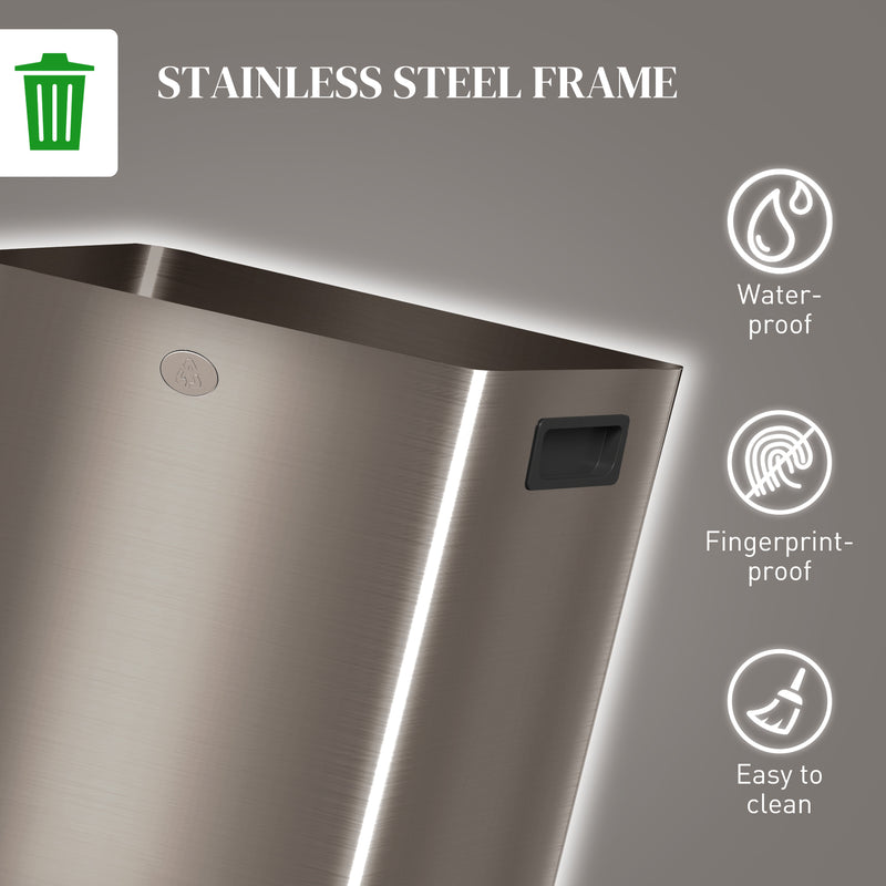 40L Dual Compartment Stainless Steel Bin with Deodoriser Holders Gold Tone by HOMCOM