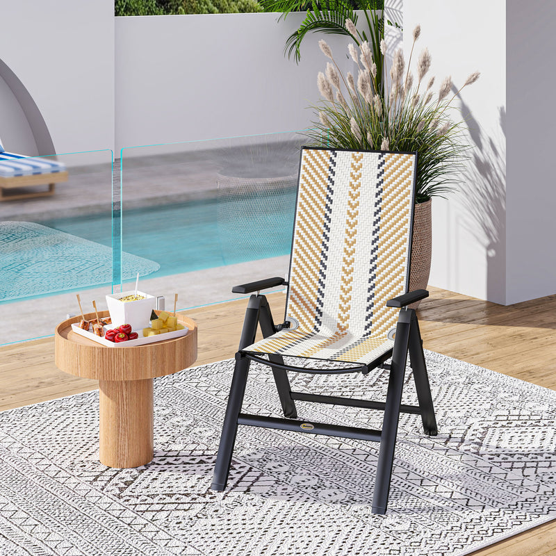 Orange Rattan Reclining Garden Chairs with Adjustable Backrest and Cushions by Outsunny