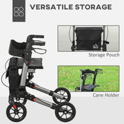 4 Wheel Folding Rollator Walker with Seat Bag and Dual Brakes for Seniors and Disabled by HOMCOM AOSOM