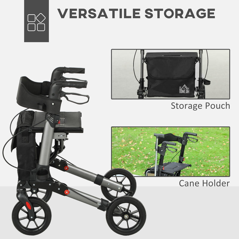 4 Wheel Folding Rollator Walker with Seat Bag and Dual Brakes for Seniors and Disabled by HOMCOM AOSOM