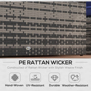 6 Seater Rattan Garden Furniture Set With Cushions and Storage Tables Grey With Navy Blue by Outsunny