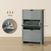 Shoe Cabinet for Hallway Storage with Three Drawers and Slim Space Saving Design Light Grey AOSOM