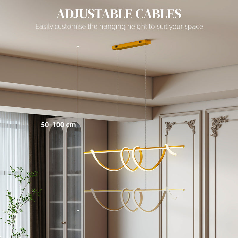 Ceiling Pendant Light with Adjustable Colour Temperatures Ideal for Living Room Gold Tone AOSOM