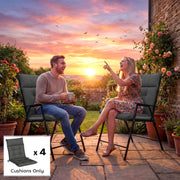 Garden Chair Cushion Set for Outdoor Comfort with Head and Back Support 4 Pack Dark Grey Outsunny