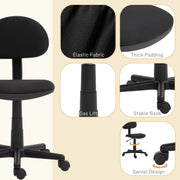 Compact Armless Office Chair with Swivel Base Ideal for Home or Study Desk, Black