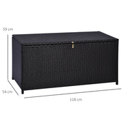 Dark Brown Rattan Garden Storage Box 284L With Gas Lift Lid For Tools And Accessories