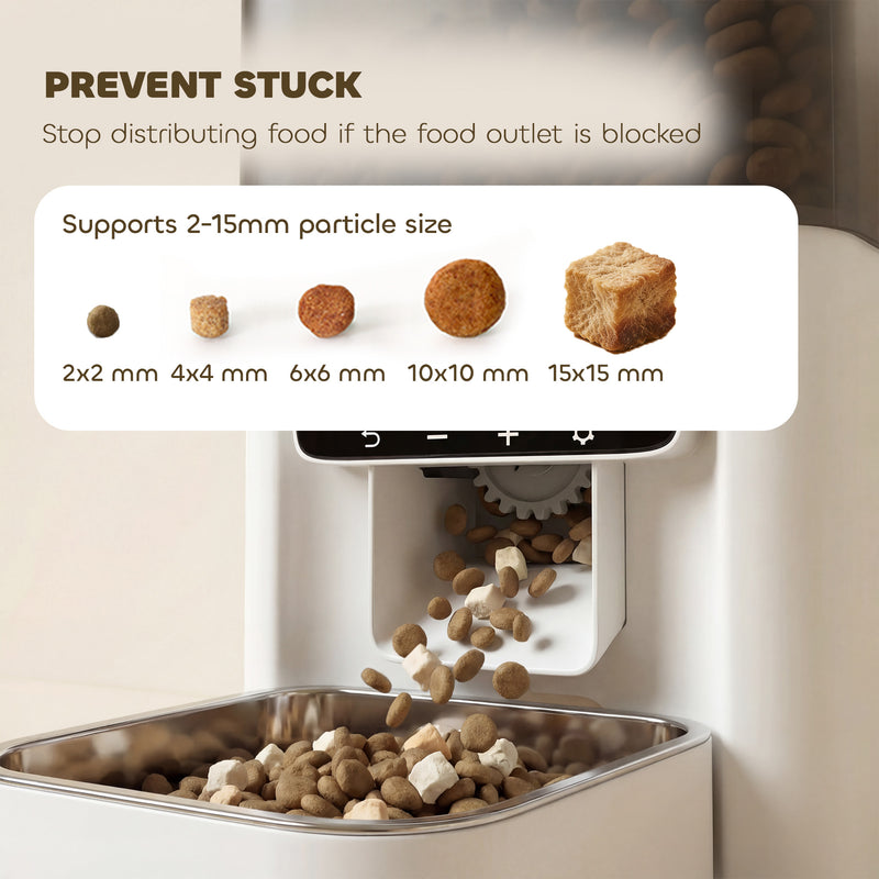 Automatic Cat Feeder with Timer Voice Recorder and Portion Control for 6 Meals Daily White