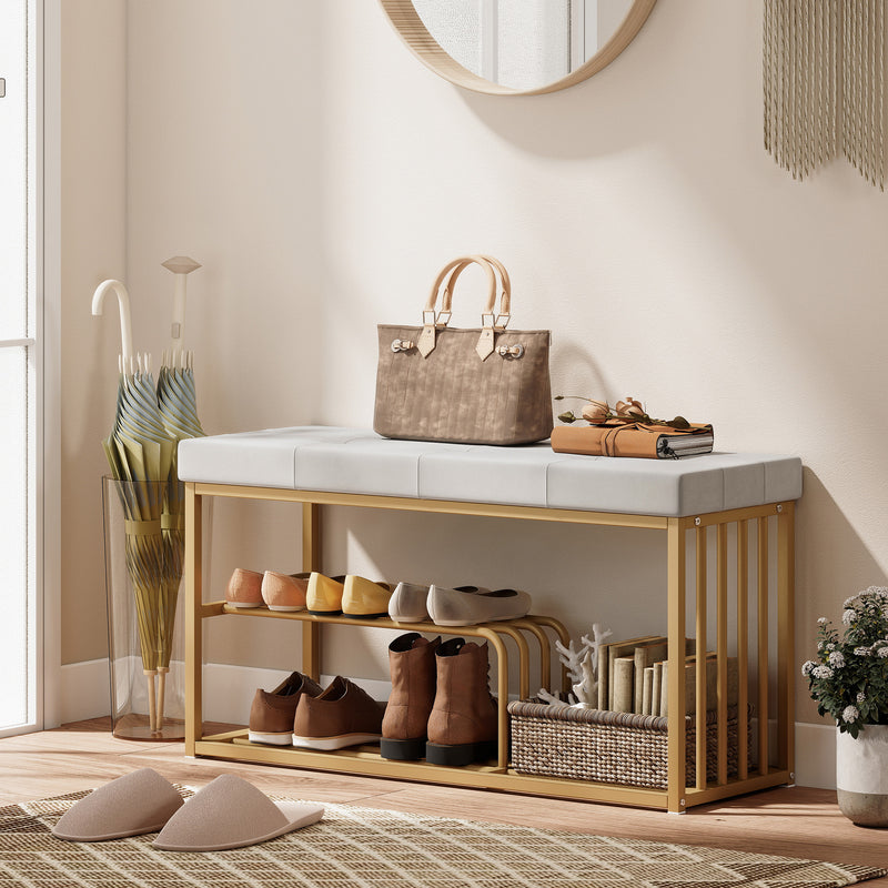 Shoe Storage Bench with Padded Seat for Hallway or Bedroom Organisation Grey