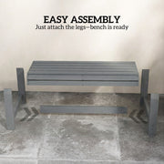 Wooden Garden Bench for Two with Curved Seat and Water Resistant Finish Grey Outsunny