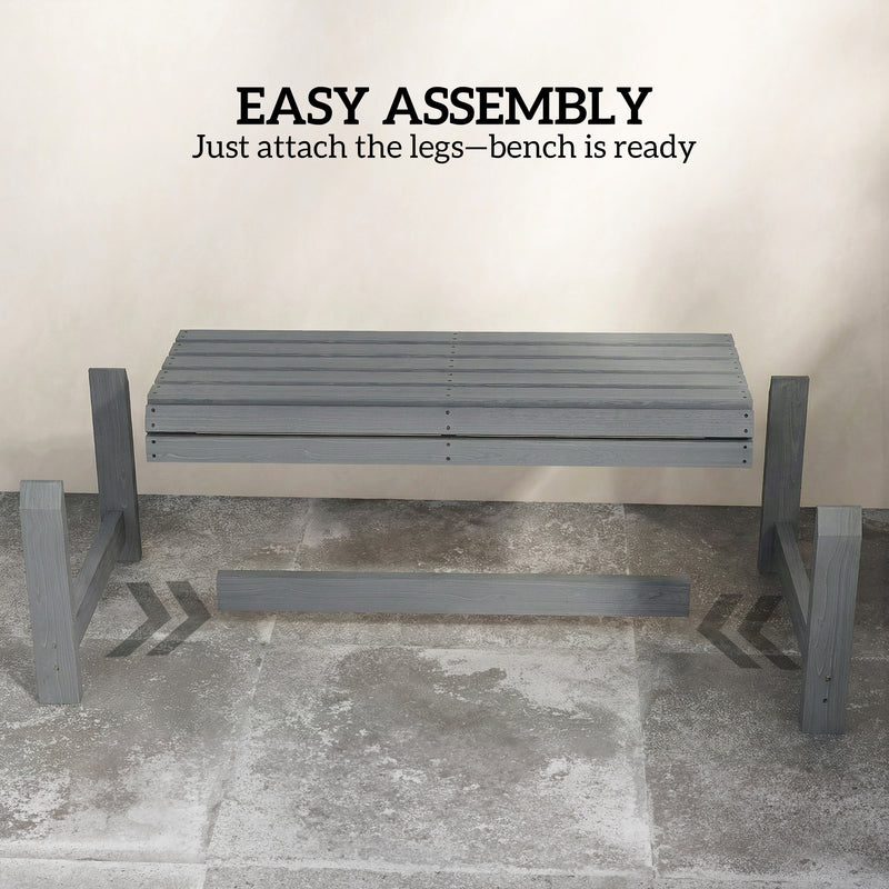 Wooden Garden Bench for Two with Curved Seat and Water Resistant Finish Grey Outsunny