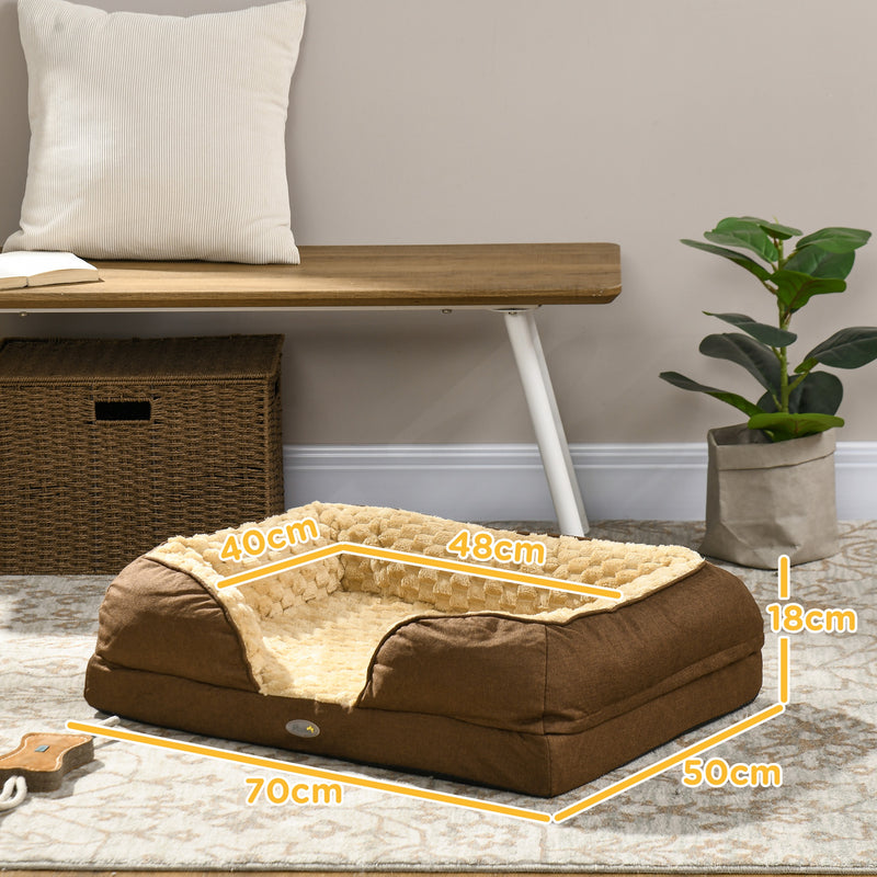 Calming Dog Bed with Removable Cover and Anti Slip Base for Small Dogs Brown