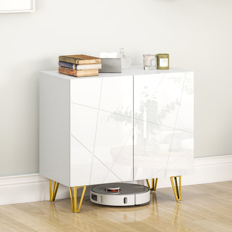 Modern High Gloss Sideboard with Hairpin Legs for Stylish Storage and Display, White