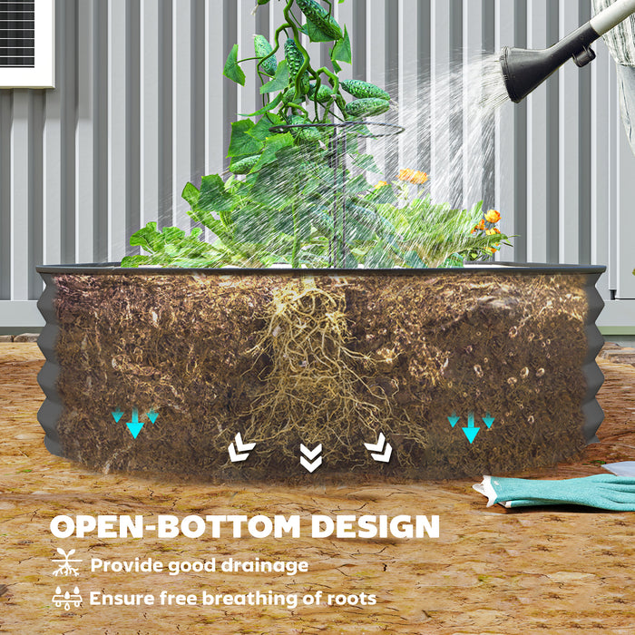 Set of Two Dark Grey Steel Garden Planters 181 x 93cm by Outsunny
