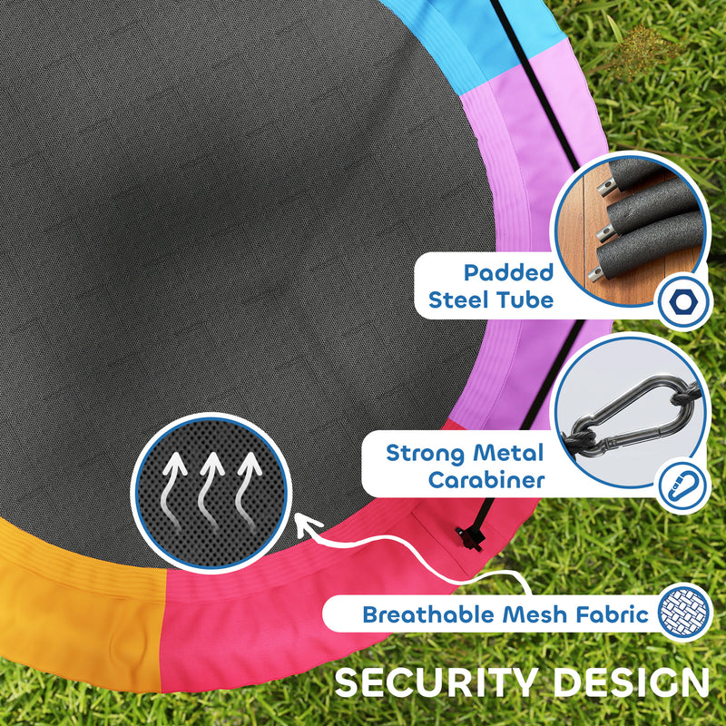 Kids Garden Nest Swing for Up to 4 Children with Adjustable Ropes and Waterproof Seat Multicolour AOSOM