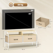 TV Stand Cabinet for 55 Inch TVs with Storage Drawers and Shelves for Living Room, Natural Wood