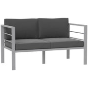 Grey Two Seater Aluminium Garden Sofa Weather Resistant by Outsunny