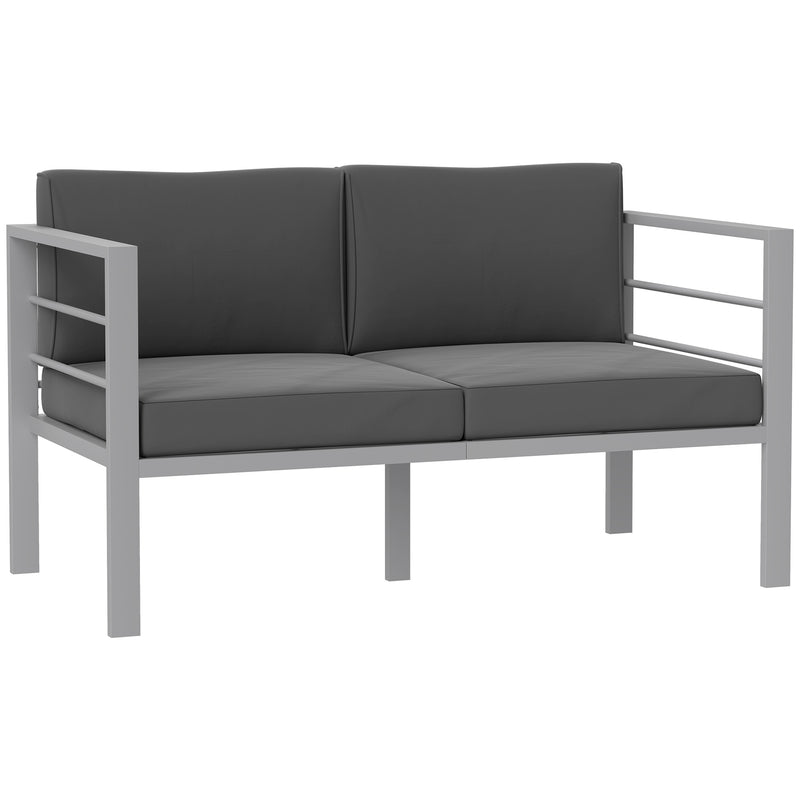 Grey Two Seater Aluminium Garden Sofa Weather Resistant by Outsunny
