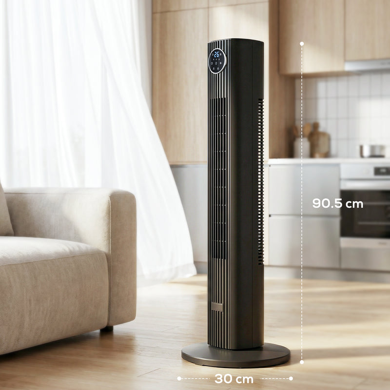 Tower Fan for Quiet Energy Efficient Cooling with 12 Speeds and Slim Design Black AOSOM