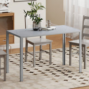 Dining Table for 4 with Easy Clean Glass Top and Steel Frame for Modern Homes Grey AOSOM
