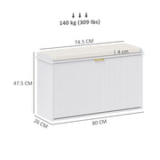 White Shoe Storage Bench with Cushioned Seat and Eight Compartments by HOMCOM