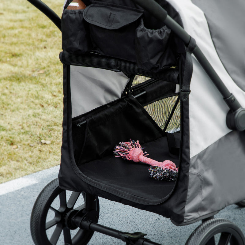 Easy Folding Pet Stroller for Large Dogs with Shock Absorb Frame and Safety Brakes by PawHut AOSOM