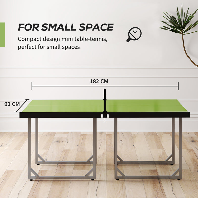 HOMCOM 6ft Table Tennis Table, Ping Pong Table with Net, Foldable and Portable Ping Pong Set for Indoor Use, Easy Assemble, Midsize, Green