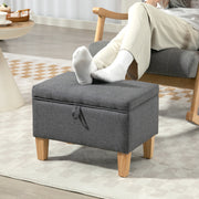 Linen Storage Ottoman with Padded Seat and Wooden Legs Ideal for Bed End or Hallway Charcoal Grey