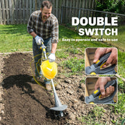 Cordless Garden Tiller for Easy Soil Preparation and Weeding with Adjustable Handle Grey AOSOM