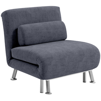 Single Sleeper Chair, Charcoal Grey Velvet Feel, Comfortable and Stylish by HOMCOM