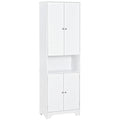 Tall White Freestanding Bathroom Floor Cabinet With Shutter Doors And 3 Storage Shelves