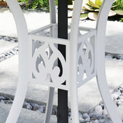 White Round Garden Dining Table 78 cm Cast Aluminium with Parasol Hole by Outsunny